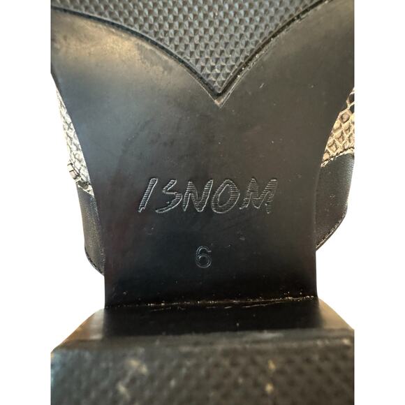 ISNOM Womens Size 6 Black White Snakeskin Western Cowboy Ankle Boots Pointed Toe - Picture 10 of 10